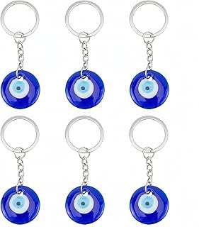 6 Pcs Lucky Evil Eye Keyring Protection Charms Pendants Crafting Glass Keychain Good Luck Keychain Handbag Pendant Ornament Accessories Good Luck Blessing Gift