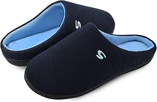 Mens Memory Foam Slipper, Slip on Cozy Slippers for Men, Warm Flannel Machine Washable House Slippers Indoor Outdoor