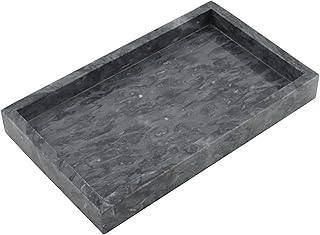 MOUYAT 30x20 cm Natural Marble Stone Tray, Grey Rectangle Marble Vanity Tray Organizer, Marble Coffee Table Serving Tray, Decorative Toilet Tank Storage Tray Bath Tray for Bathroom, Vanity, Sink