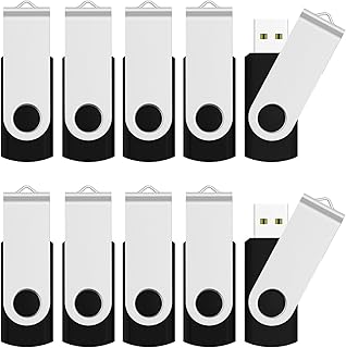 جوانوي ذاكرة فلاش USB 2.0 سوداء بسعة 2 جيجابايت، 10 عبوات من ذاكرة فلاش جامب درايف جامب درايف قابلة للطي، ذاكرة دوارة مع تصميم حلقة مفاتيح، محرك قلم محمول، اسود، سعة 2.0 GB