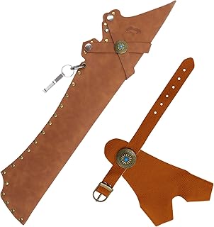 HANDBAIGE Soft Leather Arrow Quiver with Belt Clip Archery Hip Quiver and Finger Guard for Hunting Handmade Arrow Holder