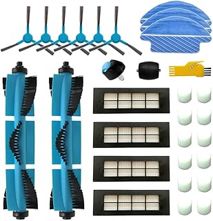ملحقات بديلة للمكنسة الكهربائية الروبوتية سيكوتيك كونجا 3090، عبوة من فرشتين رئيسيتين و6 فلاتر هيبا و8 فرش جانبية و2 قطعة قماش ممسحة و2 اداة تنظيف