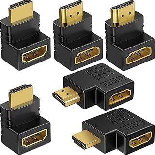 وورمستور محول HDMI 2.0 ذكر الى انثى بزاوية يسار يمين واعلى لاسفل 90 270 درجة بزاوية قائمة 90 270 درجة، موصل كيبل HDMI مطلي بالذهب ثلاثي الابعاد 4K مدعوم من 6 قطع