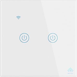 مفتاح اضاءة حائط ذكي بتقنية واي فاي من ميك اي تي سمارت، لا يتطلب سلك محايد، لا يتطلب موزع، متوافق مع اليكسا وجوجل هوم، جهاز تحكم عن بعد عبر التطبيق، وظيفة التوقيت، التحكم الصوتي (2 مجموعة) (ابيض)