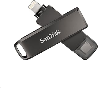 ذاكرة فلاش اي اكسباند لوكس بسعة 128Gb وموصل USB نوع C + لايتنينج من سانديسك، مناسبة لايفون وايباد وMac واجهزة بمنفذ بما في ذلك اندرويد، usb3.0