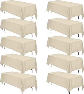 BRILLMAX 10 Pack Beige Tablecloths 70 x 120 Inch for 6ft or 8ft Rectangle Tables - Rectangular Bulk Linen Polyester Fabric Washable Cloth Cover for Wedding Reception Banquet Birthday Party