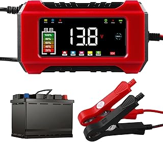 6A Car Battery Charger for 12 V Battery Car, Smart Fully Automatic Car Battery Charger with Temperature Compensation LCD and Repair Mode for Car, Truck, Motorcycle, Lawn Mower, Boat Batteries