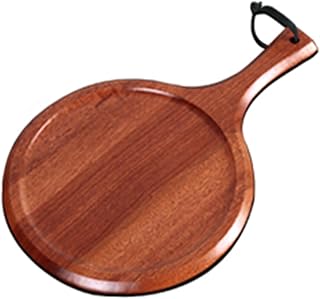 Wood Round Cutting Board with Handle,Wooden Round Pizza Paddle Cheese Board,Cutting Serving Chopping Board for Kitchen Home Baking,Fruits,Vegetables, Bread,Charcute A 25c,W 30cm