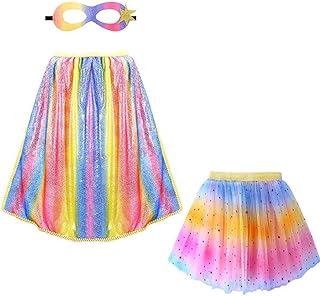 IDOTTA Kids Super-hero Costumes Capes with Mask Tutu Set for Girls Dress Up Party Halloween Princess Super Hero Cosplay