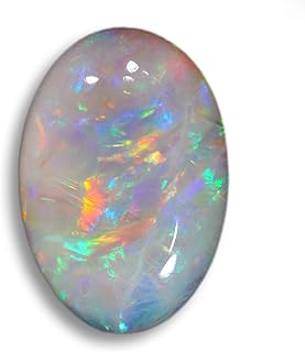 GEMSJEWELS 10.25 Ratti / 9.42 Carat A+ Multi Fire Opal Stone Natural Oval Shape Australian Fire Opal Loose Gemstone with Lab Certified for Men's and Women's, Natural Australian Fire Opal Loose,