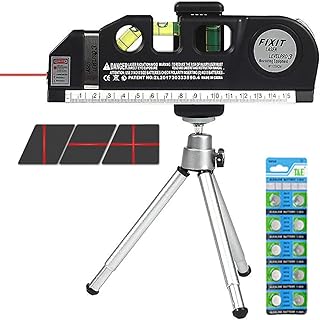 ميزان ليزر مع حامل ثلاثي القوائم ومشبك ثلاثي الاوضاع، مناسب للمبتدئين، اداة قياس ليزر متعددة الاغراض + شريط قياس 2.5 متر وحامل ثلاثي القوائم، سهل الاستخدام، مناسب للسقف/الارضية/الحائط