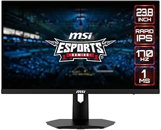 MSI شاشة G244F 23.8 بوصة، 2xHDMI، 1xDP، 1920 × 1080 بكسل، 1 مللي ثانية، 170 هرتز، لوحة IPS، AMD فري سينك لون اسود، من ام اس اي، LCD