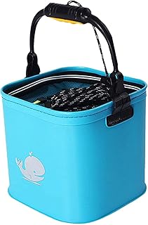 Fishing Bucket, 12L Practical Water Container, Safe EVA Folding Bucket With Net, Sturdy Foldable Water Bucket With Handle, For Outdoor Uses, 24x24x25 Cm