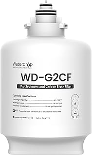 ووتر دروب فلتر WD-G2CF بديل لنظام التناضح العكسي WD-G2-W، WD-G2-B، WD-G2P600-W، عمر افتراضي 12 شهرًا