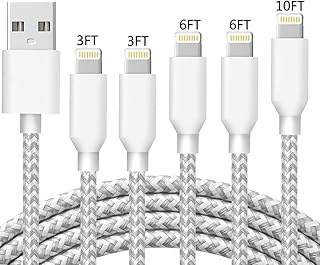كيبل شحن سريع لموبايل ايفون معتمد من ابل، ازرق [3/3/6/6/10 قدم] كيبل شحن لايتنينج طويل من النايلون المضفر عالي السرعة متوافق مع ايفون 13/12/11 برو ماكس/اكس اس ماكس/اكس ار/اكس اس/8/7/بلس/6 اس ايباد