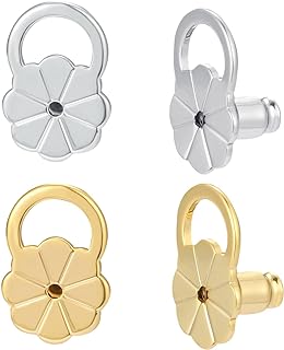 AKRUWELRY Earring Backs for Droopy Ears, 4PCS Flower Bullet Locking Earring Lifter Backs Replacements for Heavy Earrings Large Earring Backing for Studs Secure Earring Backers for Earlobe Mixed Color