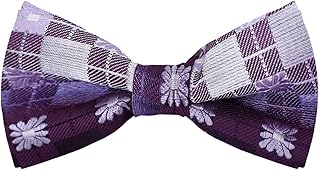 'Dan Smith Purple Mens Classic Bowtie Poly 25.6''-Neck-Size Clip-On Adjustable Pre-Tied Bowtie Blue Green'