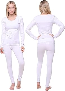 Women Thermal Underwear Base Layer; Long Johns Fleece Lined Ladies Winter Long Sleeve Vest Top and Leggings