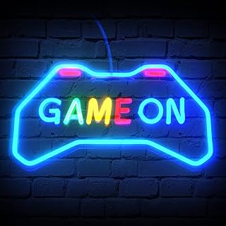 Aclorol Game On Neon Sign for Game Room Decor, Gaming Gamer Neon Sign for Wall Decor Men Cave Teen Boy Room USB Powered LED Game Neon Lights Up Sign for Gaming Zone Best Gamer Gifts for Boys Kids