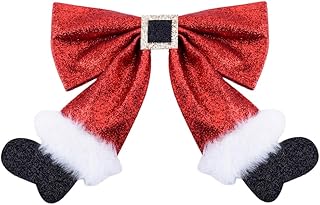 Christmas Stocking Hair Bow Clips Sparkly Sequin Christmas Hair Accessories for Women Girls Red Glitter Bows Barrettes for Women Christmas Hair Clip with Bow Hair Clips for Women Christmas Accessories