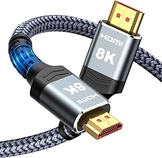 كيبل فائق السرعة مضفر 8K تردد 60Hz، كيبل HDMI ‏3.3 قدم/1 متر من هاي وينجز، سرعة 48Gbps،‏ 4K بتردد 120Hz ‎7680P وDTS:X,HDCP 2.2 & 2.3, HDR 10، ‏HDR ديناميكي للابتوب والشاشة وتلفزيون روكو