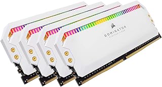 ذاكرة كمبيوتر مكتبي دوميناتور بلاتينيوم بإضاءة RGB سعة 64 جيجابايت 4×16 DDR4 3600 PC4-28800 C18 بـ 1.35 فولت من كورسير لون أبيض