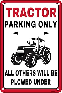 لافتة معدنية عتيقة من القصدير بعبارة «Tractor Parking Only» للمنزل والحظيرة والمزرعة، لافتات مزرعة مضحكة للاستخدام الخارجي والداخلي، 8 × 12،