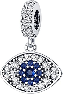 LONGLUCK Crystal Blue Evil Eye Bead Charm Glcksbringer passt Charms Armbnder fr Frau 925 Sterling Silber Dangle Anhnger Bead, Mdchen Schmuck Perlen Geschenke fr Frauen Armband & Halskette