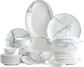 56 Piece Bone China Dinnerware Set Simple Nordic Dinnerware Set China Phnom Penh Dinnerware Set Dinnerware Bowls and Plates for 6-10 People