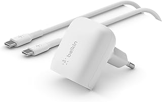 بلكن شاحن حائط USB نوع C 20 واط، قابس شاحن سريع PD 3.1 مع USB-C PD 3.1، معتمد من PPS، محول سفر صغير متوافق مع ايفون 15، برو، ماكس، بلس، ايباد، جالكسي، بكسل، ابيض