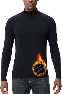 HUGE SPORTS Thermo Unterhemd Herren Innenfleece Langarmshirt Funktionswäsche für Winter Ski