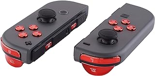 eXtremeRate Chrome Red Glossy Replacement ABXY Direction Keys SR SL L R ZR ZL Trigger Buttons Springs, Full Set Buttons Repair Kits with Tools for Nintendo Switch Joy-Con - JoyCon Shell NOT Included