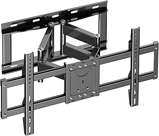 حامل تلفزيون يثبت على الحائط بحركة كاملة من شتوميك للتلفزيونات المنحنية المسطحة مقاس 37-85 بوصة، حامل تلفزيون بذراعين مفصليين مع دوران وامالة، حامل تلفزيون يناسب مسامير خشبية 12/16 بوصة حتى 130 باوند
