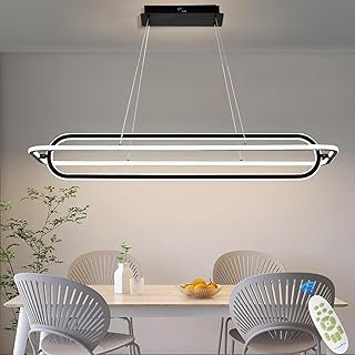 ANZHUANG Double Rectangular Pendant Lamp, Modern Living Room Dining Room Chandelier with Remote Control 360 Degree Rotation, Dimmable Bedroom Chandelier Nero (100 cm/122 W)