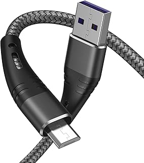 كيبل مايكرو USB بطول 6 قدم لشاحن جوال اندرويد من قطعتين، سلك شحن سريع ومتين من النايلون المضفر لسامسونج جالاكسي S7 S6 ايدج J7 S5، نوت 5 4، ال جي، اتش تي سي، سوني، Xbox One، PS4، Kindle، MP3، تابلت