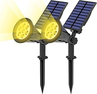 مصابيح حائط خارجية LED تعمل بالطاقة الشمسية من T-SUN تلقائيًا في الليل - إيقاف التشغيل التلقائي نهارًا شمسية قابلة للتعديل بزاوية 180 درجة للشجرة الفناء الحديقة الممر تي - صن بلاستيك متعدد الألوان