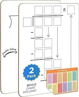 سبورة بيضاء قابلة للمسح الجاف مقاس 9 × 12 انش، سبورة بيضاء متينة محمولة مزدوجة الجوانب لممارسة الرياضيات للاطفال والطلاب والفصول الدراسية والمنزل