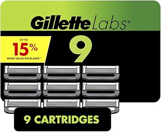 عبوة شفرات حلاقة قابلة لإعادة التعبئة من جيليت لابس، هدايا العطلات وحشو جوارب للرجال، متوافقة مع لوح التقشير وشفرة الحلاقة الساخنة، 9 عبوات إعادة تعبئة
