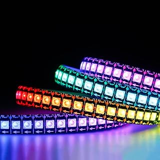 شريط اضاءة LED RGB WS2812B من جون ساكسيفراجليك قابل للعنونة بشكل فردي مرن اسود PCB دريم ملون مقاوم للماء IP65 مع تحكم (تيار مستمر 5 فولت) للتلفزيون والحفلات والكريسماس وما الى ذلك (1 متر، 144 LED/متر)