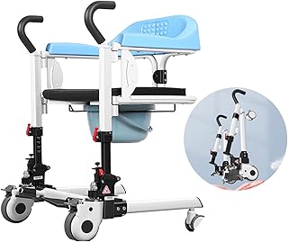 GZDuskv Patient Lift,Seated Patient Lift,Home Portable Patient Lift Shower Chair,with 360° Split Seat Bedside Commode Chair and Backrest and Potty Transfer Chair,Khaki(Black-b)