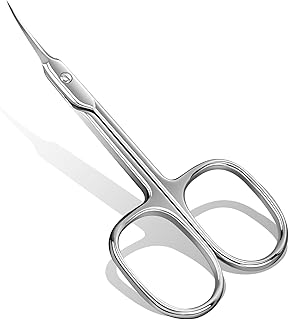 Cuticle Scissors Extra Fine for Manicure and Pedicure, Curved Blade Nail Scissors, Precise Pointed Tip Grooming Kit for Eyebrow, Eyelash, Trim Nail and Dry Skin, Small Scissors