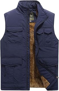 Men's Winter Warm Outdoor Padded Puffer Vest Thick Fleece Lined Sleeveless Jacket (05 Black, Small)