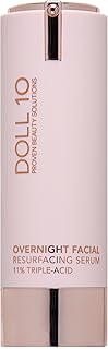 Doll 10 - Smooth Assist Overnight Facial 11% Triple-Acid Resurfacing Serum - Proven Overnight Transformation - Improves Skin Tone, Pores, Wrinkles & More - Vegan, Cruelty Free & No Parabens (1 oz)