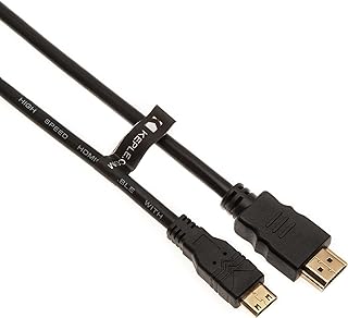 كيبل فيديو ميني HDMI الى HDMI بطول 3 متر متوافق مع كانو ان اي او اس وباور شوت ونيكون كولبكس وسلسلة دي وسوني وفوجي فيلم وتابلت نفيديا شيلد وكاميرا الفيديو - 4k 2.0 سرعة عالية مطلية بالذهب (3 متر)، أسود