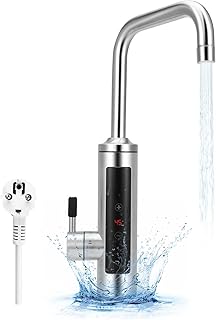 Electric Tap with Instantaneous Water Heater, Stainless Steel Electric Tap with LED Temperature Display, 360° Swivel Hot Water Boiler Tap with Instantaneous Water Heater for the Kitchen