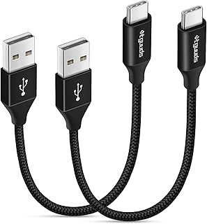 [قطعتان، 1 قدم] كيبل USB نوع C قصير، شحن سريع ايتجوودز 4.2 امبير USB-A الى USB-C سلك شاحن مضفر متوافق مع سامسونج جالاكسي S20 S10 S9 S8 بلس S10E نوت 20 10 9 8، A10e A20 A50 A51، موتو G7 G8