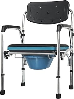 LZFhpfd Commode Chair with Bucket, Shower Chair with Arms and Back Strong Aluminium Frame Commode Chair and Padded Toilet Seat Adjustable Height Toilet Chair for Adults