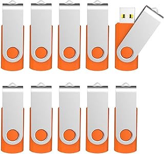 كوشن ذاكرة فلاش USB سعة 10 × 16 جيجابايت بسعة 16 جيجابايت، ذاكرة فلاش بتصميم سلسلة مفاتيح، لون برتقالي، سعة 16.0 GB