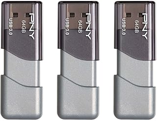 PNY ذاكرة فلاش توربو اتاتشي 3 USB 3.0 سعة 64 جيجابايت، عبوة من 3 قطع، من بي ان واي، سعة 64.0 GB