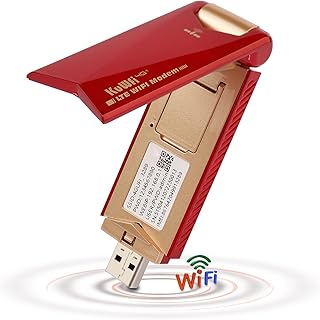 كوفي دونجل مودم USB الجيل الرابع ال تي اي، جهاز هوت سبوت محمول واي فاي، محول شبكة لاسلكي مع فتحة شريحة اتصال للولايات المتحدة الامريكية/CA/MX، نطاق ترددي مفرد، أحمر